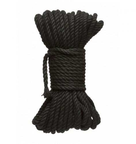 Kink Hogtied Bind & Tie 6mm Black Hemp Bondage Rope 50 Feet - lina do krepowania BDSM