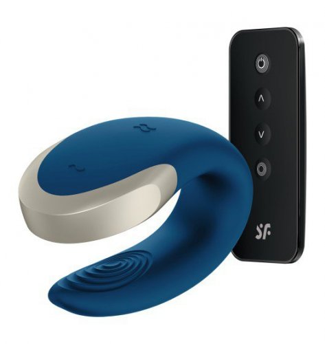 Satisfyer Double Love Blue - wibrator dla par z aplikacją 