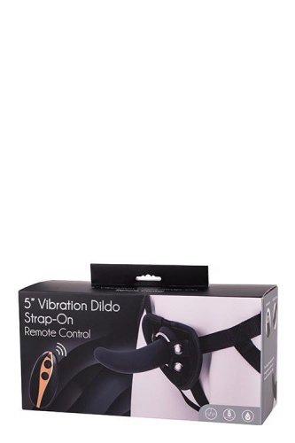 Seven Creations 5INCH Vibration Dildo Strap-on Black - Dildo strap on z wibracją
