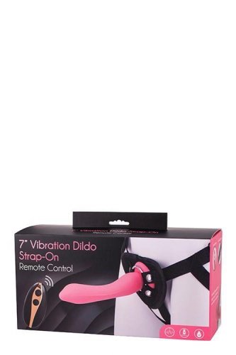 Seven Creations 7INCH Vibration Dildo Strap-On Pink -  dildo strap on z wibracją