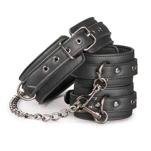 Easy Toys Leather Collar With Anklecuff - erotyczne kajdanki na kostki z obrożą