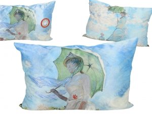 Poduszka z wypełnieniem/suwak 45x60 - Claude Monet - Kobieta z parasolką