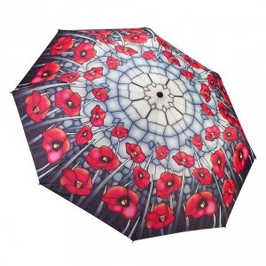 Witraż maki - składana parasolka damska Galleria
