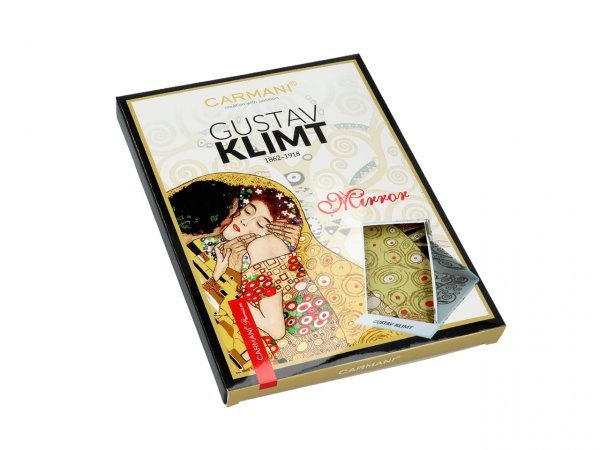 Duże lusterko w etui - Gustav Klimt - Pocałunek i Drzewo życia