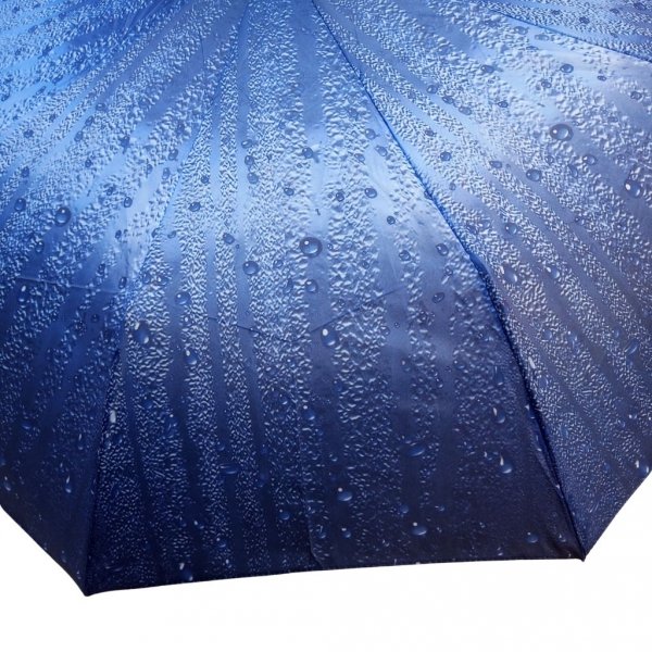 Krople deszczu - parasolka składana full-auto - niebieska