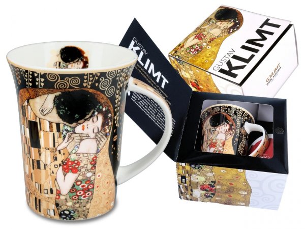 Kubek - G. Klimt, Pocałunek (czarne tło)
