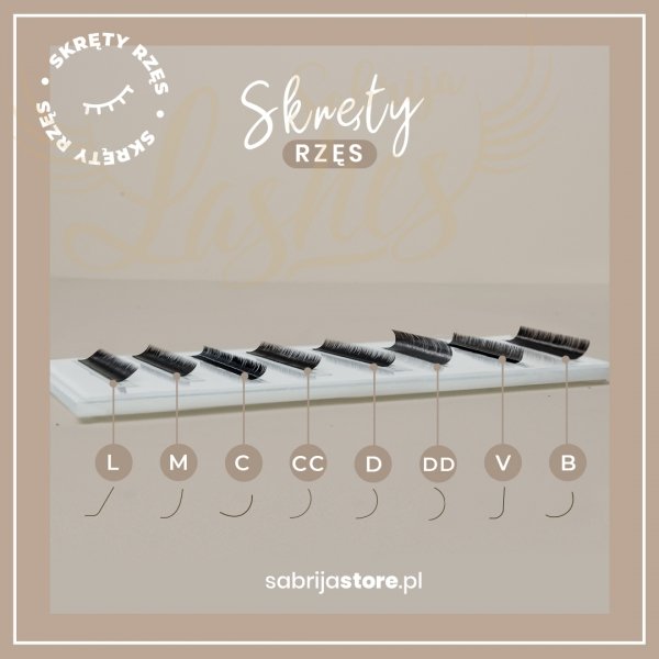 GOTOWE SŁUPKI DO KIM KARDASHIAN/WET LOOK SABRIJA LASHES PREMIUM LINE C/CC MIX 0,07