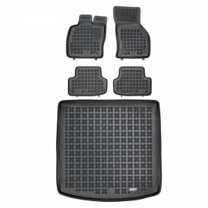 Zestaw dywaniki i mata gumowa do Seat LEON III (MK3) ST, górna podłoga bagażnika 2014-2020  