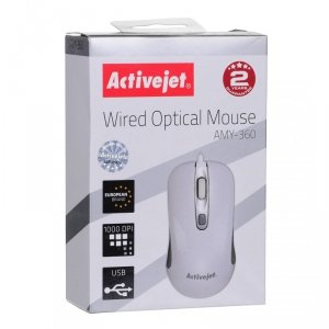 Mysz Activejet AMY-360 (optyczna; 1000 DPI; kolor biały)