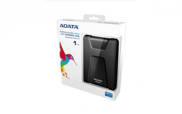 Dysk zewnętrzny HDD ADATA DashDrive Durable HD650 AHD650-1TU3-CBK (1 TB; 2.5&quot;; USB 3.1; 32 MB; 5400 obr/min; kolor czarny)