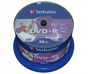 Verbatim DVD+R 16x 4.7GB 50P CB Printable NO ID   43512