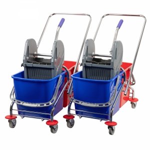 Wózek do sprzątania dwuwiaderkowy, 2x25L z prasą CleanPRO 357965 - 2 sztuki