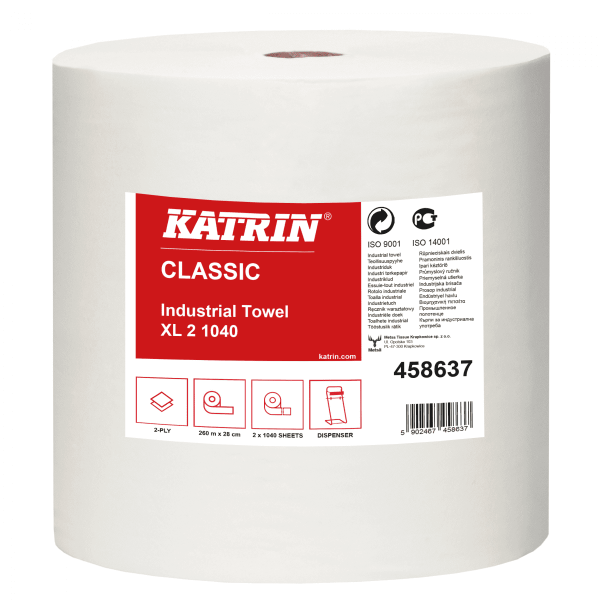 Czyściwo papierowe Katrin Basic XL2 260m 2-warstwowe białe 2 sztuki [458637]