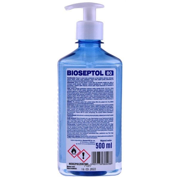 Płyn do dezynfekcji rąk Bioseptol 80 500 ml