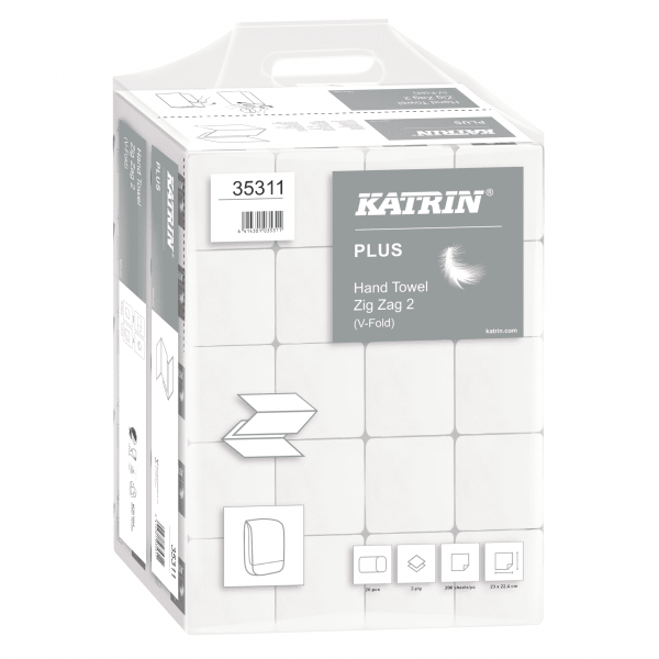 Ręczniki składane Katrin Plus 23x22 2-warstwowe białe 20x200 listków [35311]