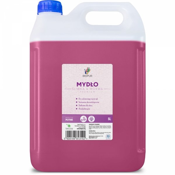 Mydło w płynie Biopur 5L o zapachu śliwki i morwy
