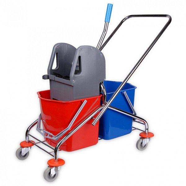 Wózek do sprzątania dwuwiaderkowy, 2x25L z prasą CleanPRO 357965 - 2 sztuki