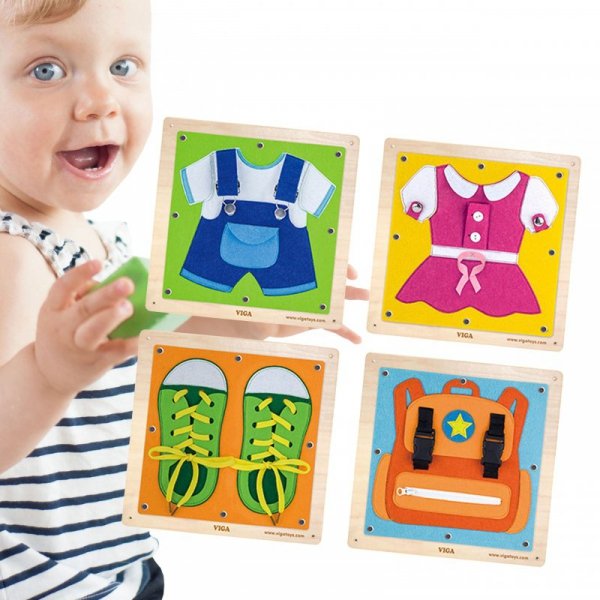 Drewniane Tablice Sensoryczne Ubrania i zapięcia - Viga Toys