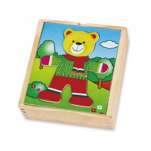 Drewniane Puzzle Układanka Edukacyjna - Ubierz Misia Chłopca - Viga Toys