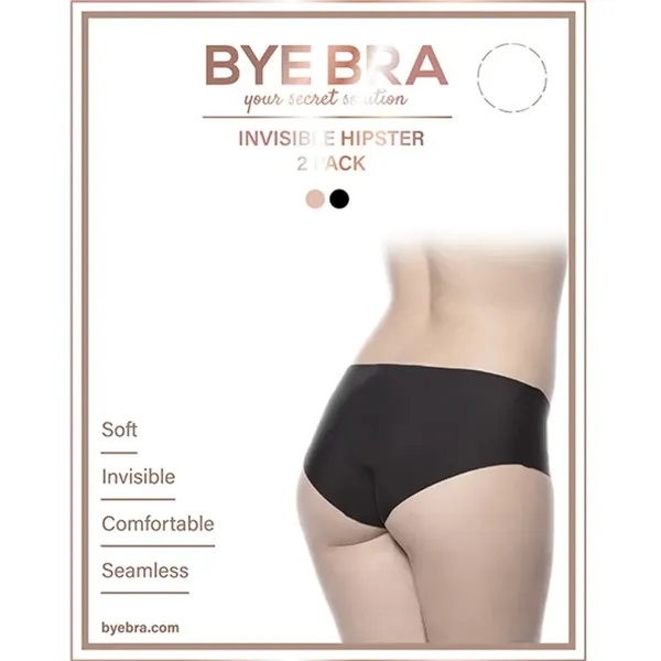 Bye Bra Invisible Hipster 2-Pack Nude & Black L - Bezszwowe majtki niewidoczne