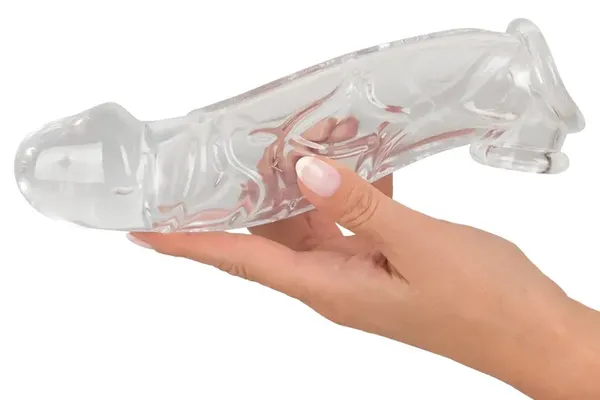 Crystal Clear Transparent Rękaw Wydłużający z Mankietem 23 cm TPE