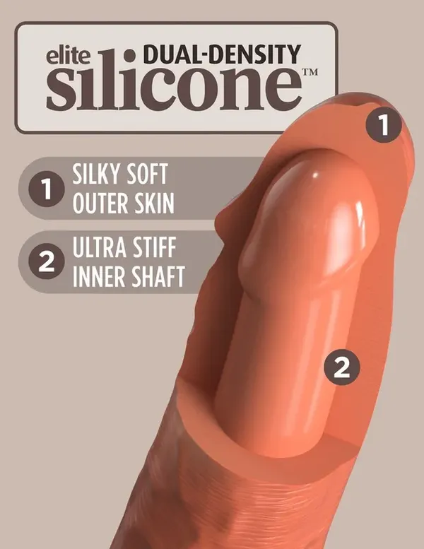 King Cock Elite - Realistyczny Silikonowy Wibrator Z Przyssawką 20 CM + Pilot Ciemny Kolor Skóry