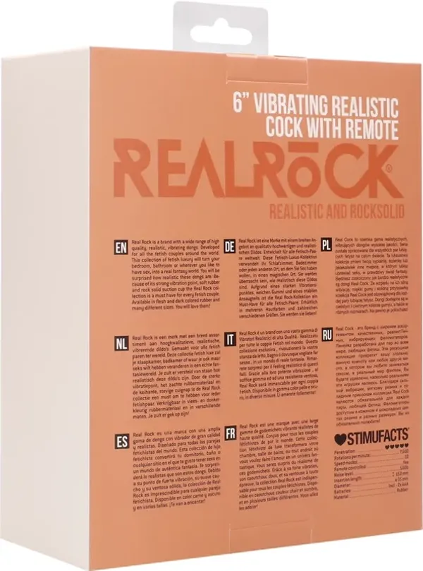 RealRock - Wibrujące realistyczne dildo z jądrami - z pilotem  15 cm