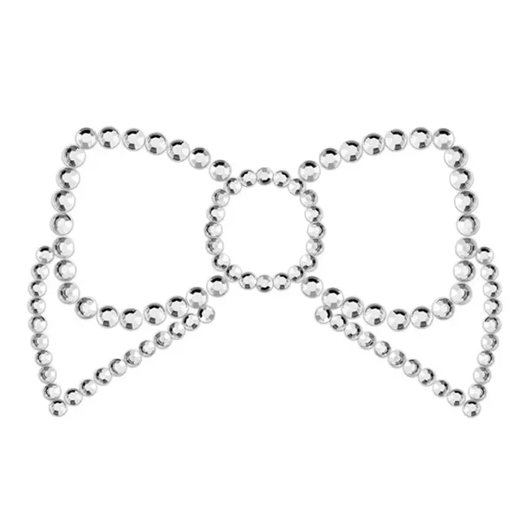 Nakładki na sutki - Bijoux Indiscrets Mimi Bow Silver Kokarda Srebrna