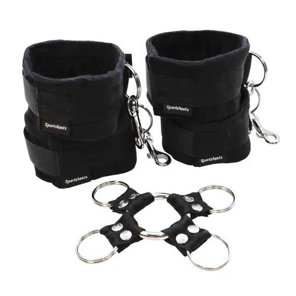 Sportsheets Hog Tie & Cuff Set - Zestaw do pozycji kołyskowej, regulowany