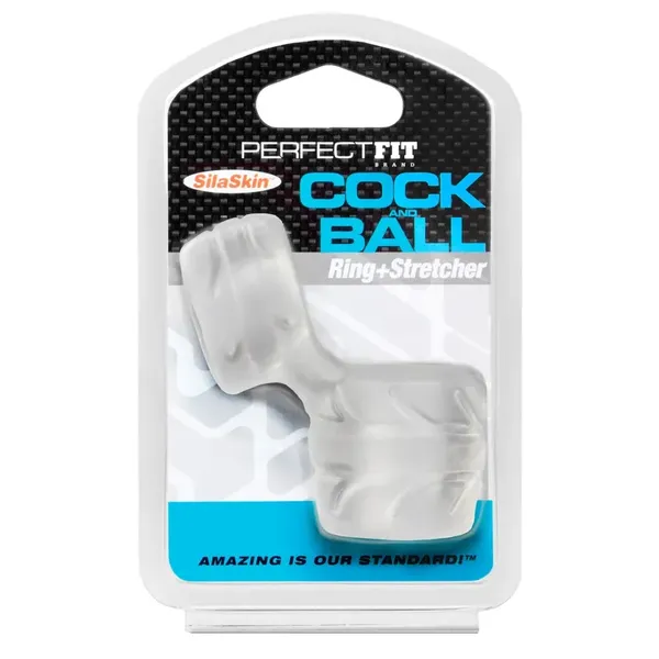 Pierścień na penisa i jądra - Perfect Fit SilaSkin Cock & Ball Clear Przezroczysty