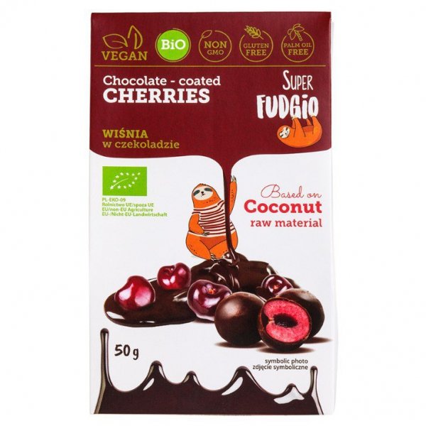 Wiśnia liofilizowana w czekoladzie bezglutenowa Super Fudgio BIO 50g