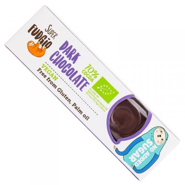 Czekoladowy baton z ciemnej czekolady bez dodatku cukru Super Fudgio BIO 40g