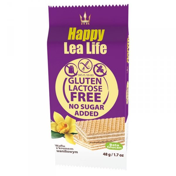Wafle waniliowe bez glutenu laktozy i bez dodatku cukru Lea Life 48g
