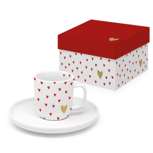 Czerwone Serduszka Filiżanka Porcelanowa w Ozdobny