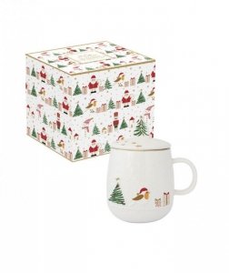 Magia Świąt Ptaszek Kubek Porcelanowy z Zaprzaczem