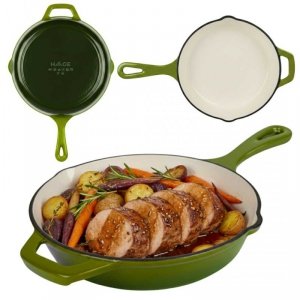 EMALIOWANA PATELNIA ŻELIWNA 26cm HAGE OLIWKOWA