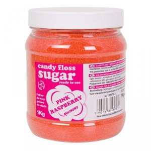 Kolorowy cukier do waty cukrowej różowy o smaku malinowym 1kg