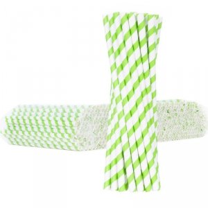 Słomki papierowe BIO ekologiczne PAPER STRAWS 6/205mm - biało-zielone 500szt.