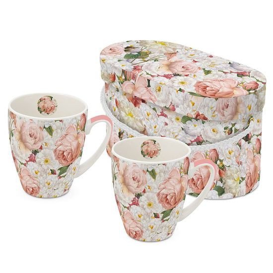 Bukiet Róż Kubki Porcelanowe w Ozdobnym Pudełku 35