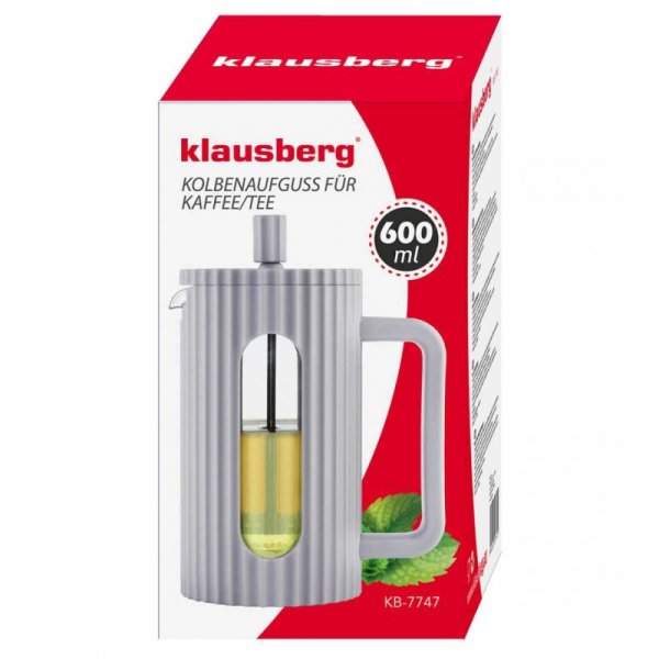 ZAPARZACZ TŁOKOWY DO KAWY/HERBATY 600ml KLAUSBERG KB-7747 SZARY