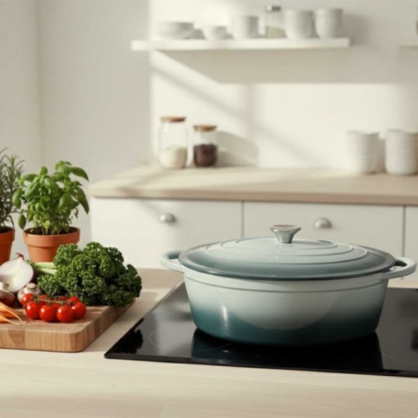 EMALIOWANA BRYTFANNA ŻELIWNA GĘSIARKA 6L HAGE MIĘTOWA