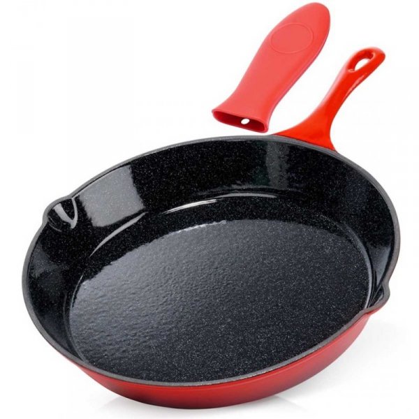 PATELNIA ŻELIWNA EMALIOWANA 30cm Z SILIKONOWĄ NAKŁADKĄ 199156