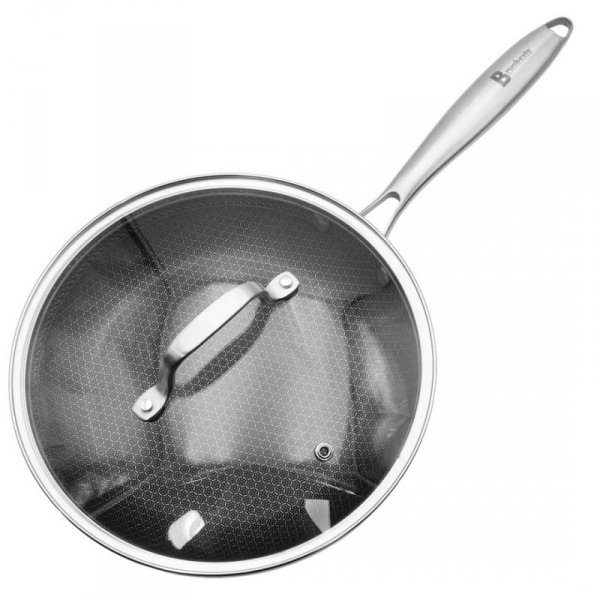 PATELNIA STALOWA Z POKRYWKĄ 26cm POWŁOKA PLASTER MIODU 5555