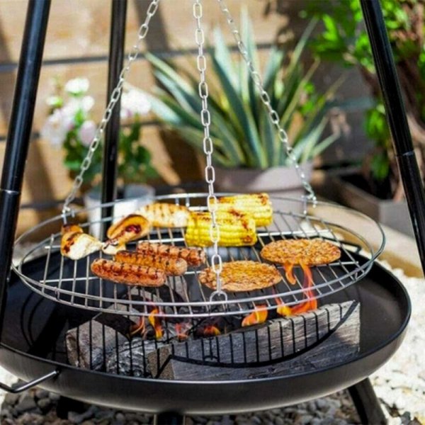 TRÓJNÓG STALOWY 15Ocm Z RUSZTEM 50cm GRILL DO PALENISK OGRODOWYCH