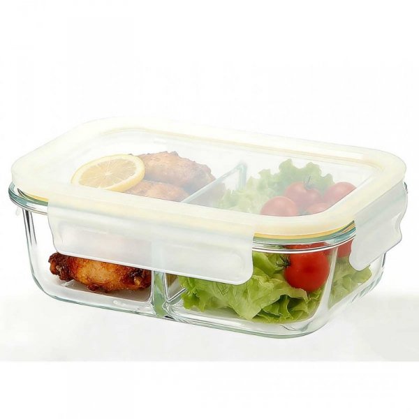 SZKLANY POJEMNIK 1300ml LUNCH BOX Z PRZEGRODĄ SZCZELNY 5624