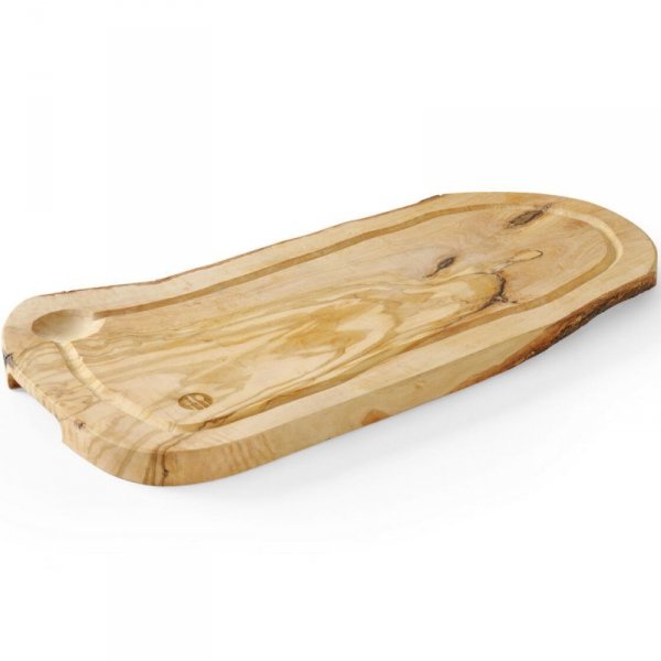 Deska do serwowania z drewna oliwnego z rowkiem 400 x 250 x 18 mm - Hendi 505212