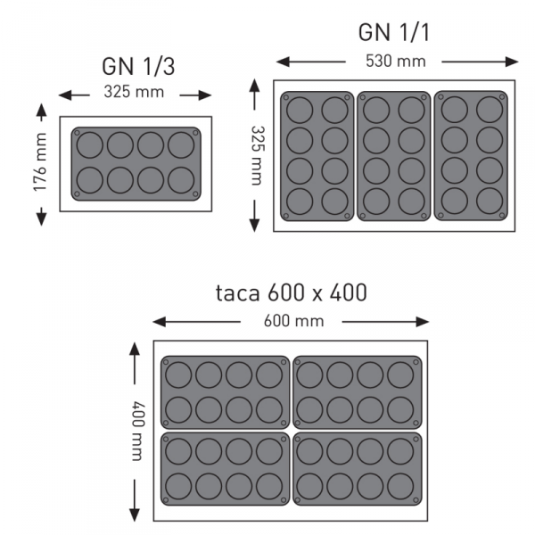 Foremki silikonowe nieprzywierające do pieczenia do 260C MINI-CAKE 176x300mm GN1/3 - Hendi 677001