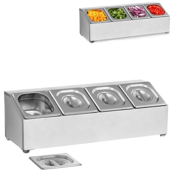 Ekspozytor stojak na pojemniki gastronomiczne 4 x GN1/6 + 4 x Pojemniki