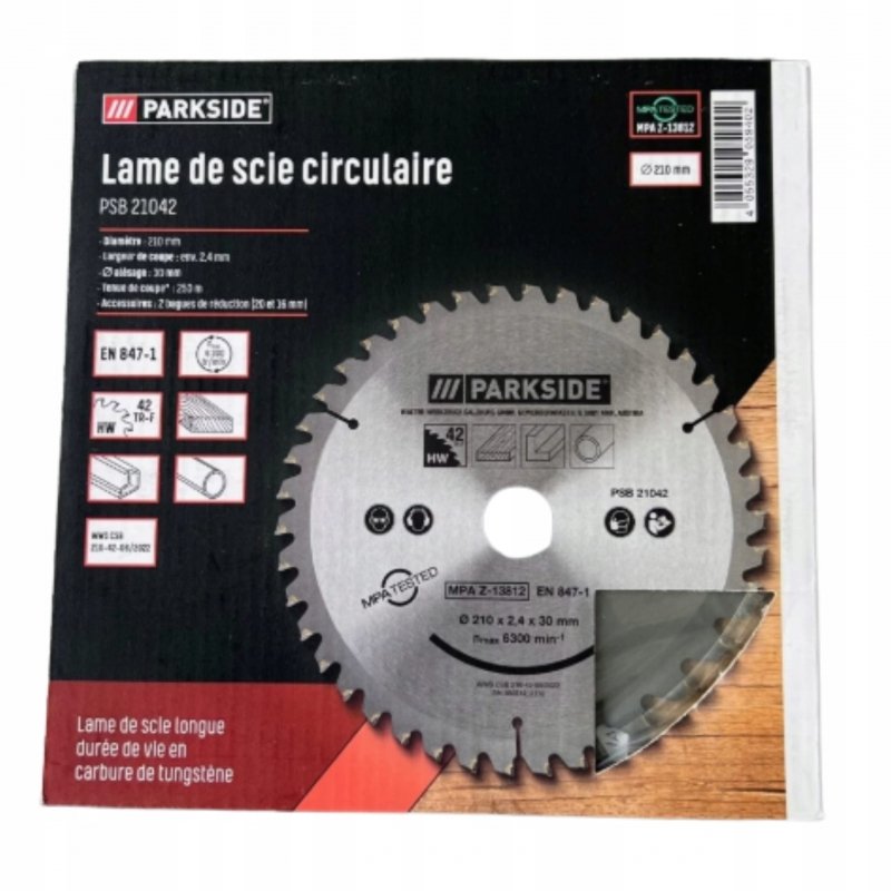 TARCZA DO UKOŚNICY PILARKI PARKSIDE 210x30mm 42 Z. REDUKCJE 20mm 15mm BLACK