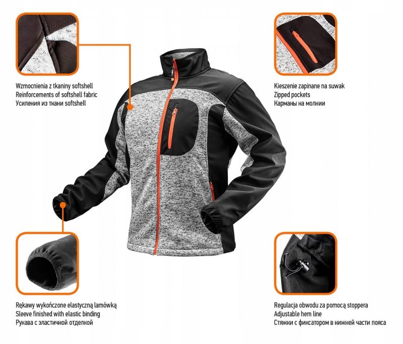 NEO 81-555-M Bluza robocza wzmacniana tkaniną softshell, M